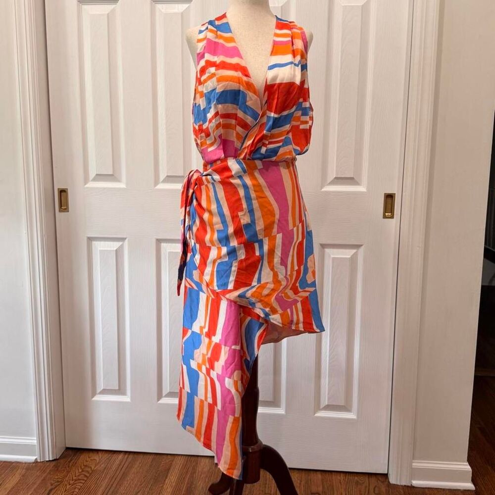 Dress Forum Multi Color Wrap Dress Size S NWT